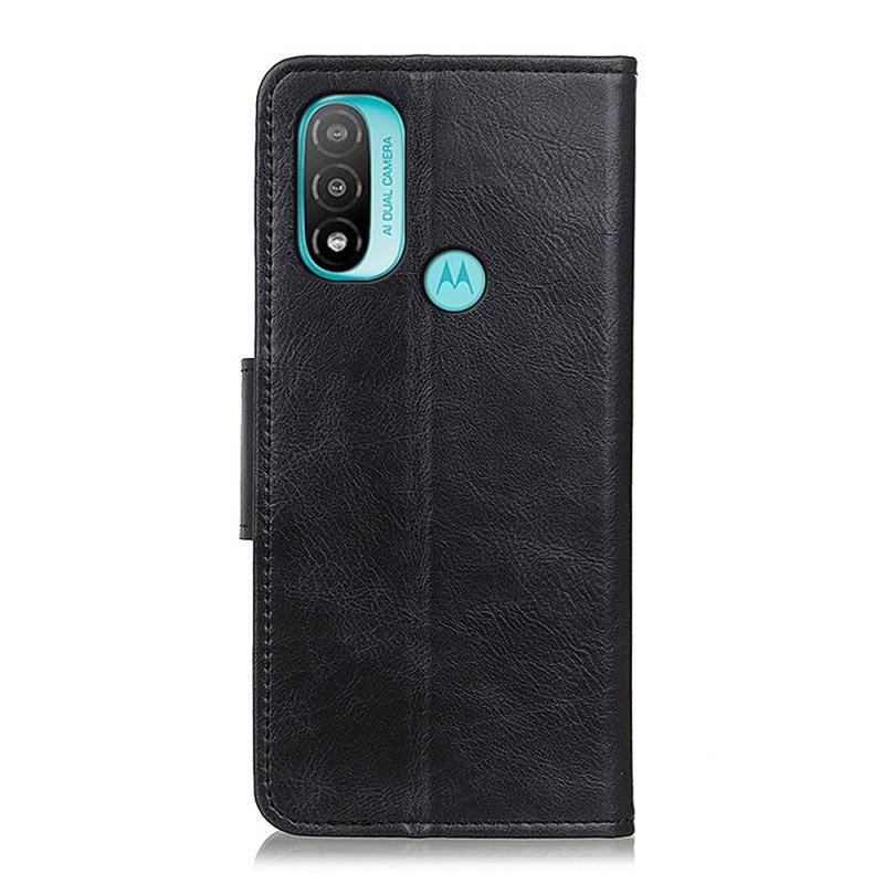 Etui Folio do Moto E40 / E30 / E20 Dwustronne Zapięcie Z Efektem Skóry