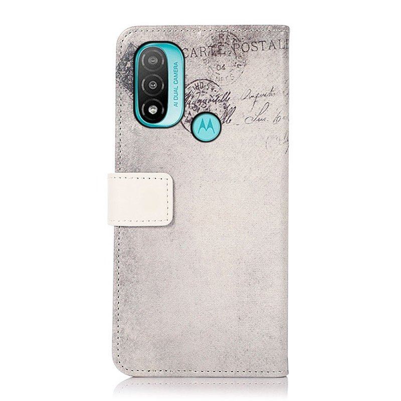 Etui Folio do Moto E40 / E30 / E20 Kot Podróżnik