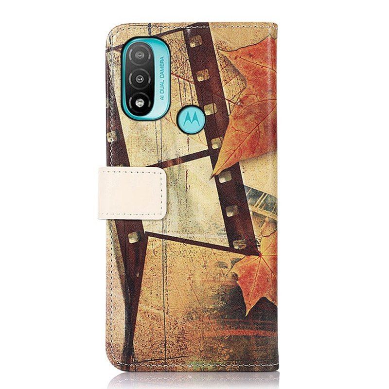 Etui Folio do Moto E40 / E30 / E20 Wieża Eiffla Jesienią