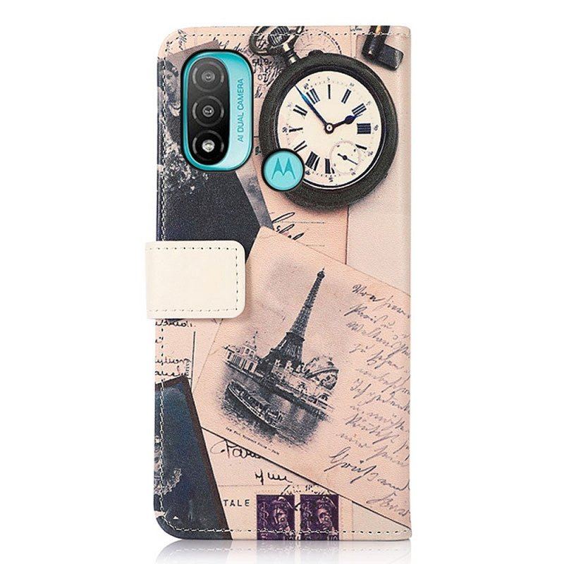 Etui Folio do Moto E40 / E30 / E20 Wieża Eiffla Poety