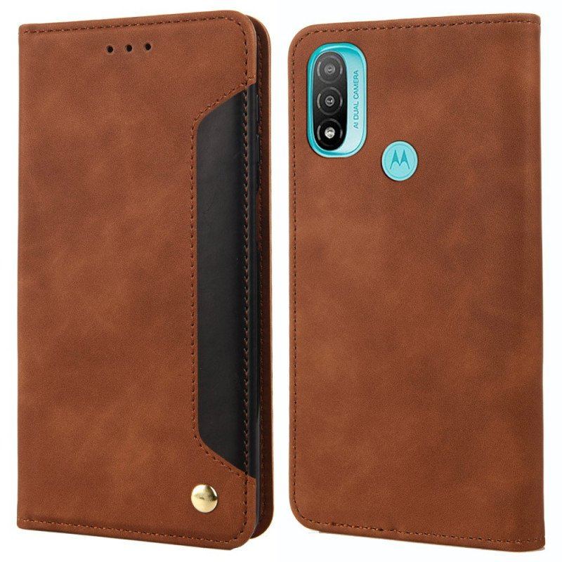 Etui Na Telefon do Moto E40 / E30 / E20 Etui Folio Dwukolorowy Biznesowy Efekt Skóry