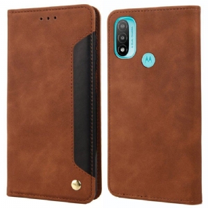 Etui Na Telefon do Moto E40 / E30 / E20 Etui Folio Dwukolorowy Biznesowy Efekt Skóry