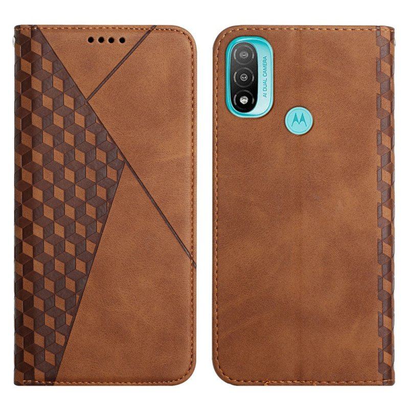 Etui Na Telefon do Moto E40 / E30 / E20 Etui Folio Efekt Geo Skóry