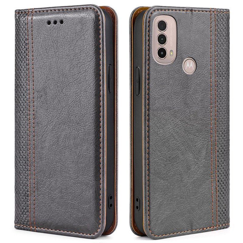 Etui Na Telefon do Moto E40 / E30 / E20 Etui Folio Przeszycia Ze Skóry Liczi