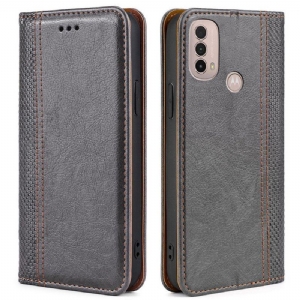 Etui Na Telefon do Moto E40 / E30 / E20 Etui Folio Przeszycia Ze Skóry Liczi