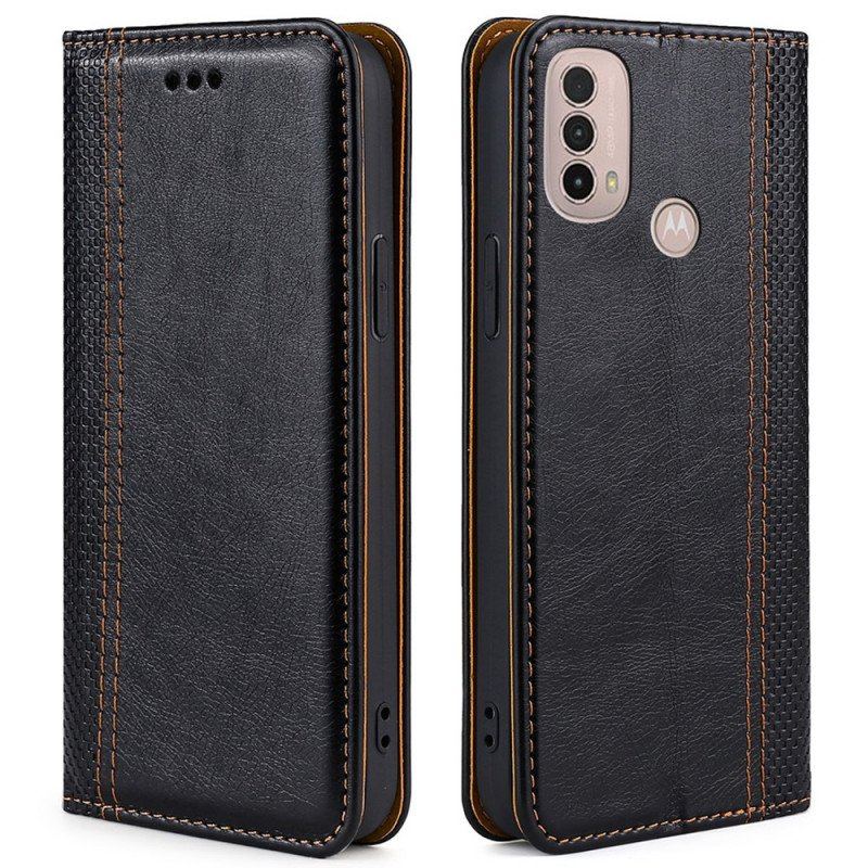 Etui Na Telefon do Moto E40 / E30 / E20 Etui Folio Przeszycia Ze Skóry Liczi