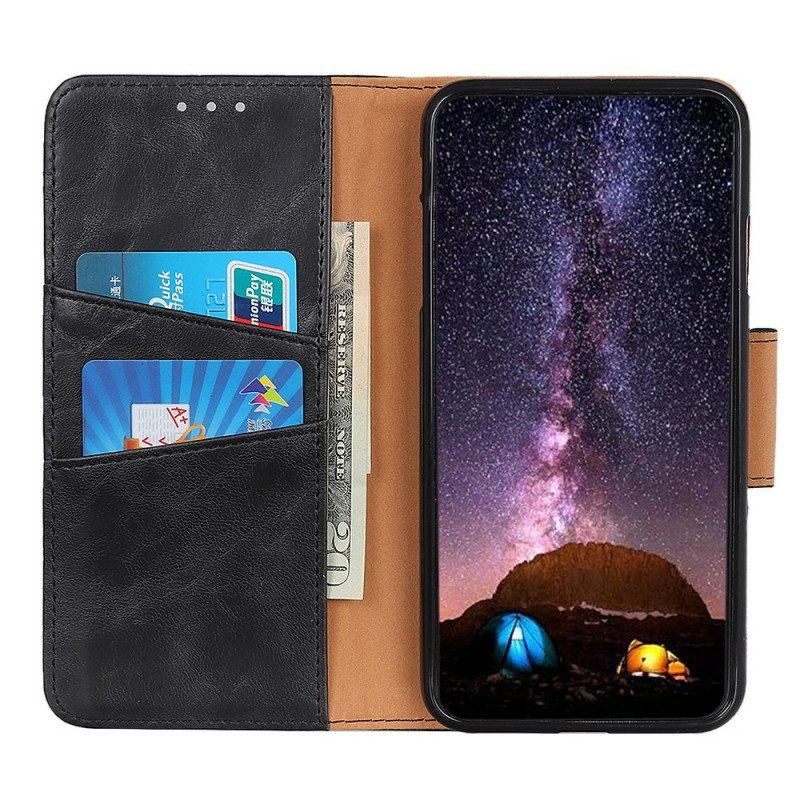 Skórzany Futerał do Moto E40 / E30 / E20 Etui Folio Dwustronna Klapka Magnetyczna