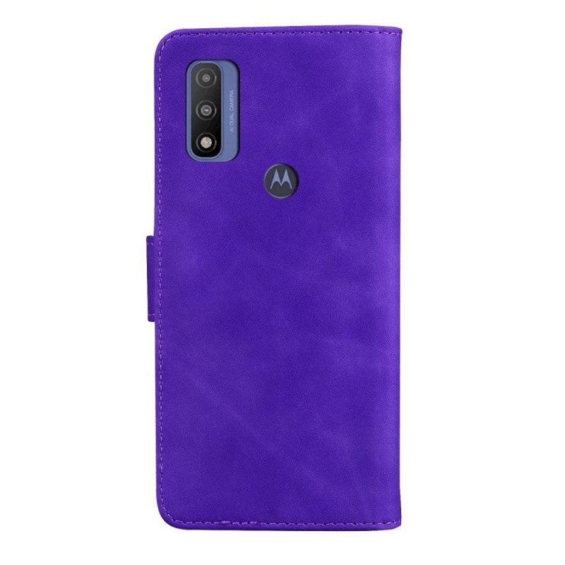 Skórzany Futerał do Moto E40 / E30 / E20 Motyl Dotykający Skóry