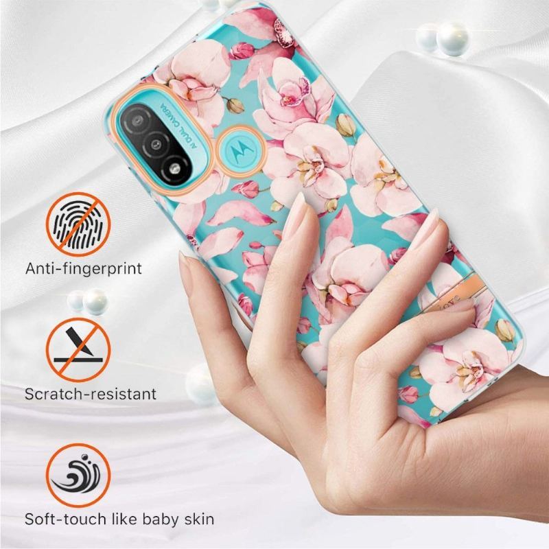 Etui do Motorola Moto E20 / E30 / E40 Gardenia Różowy Kwiat