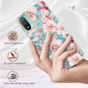 Etui do Motorola Moto E20 / E30 / E40 Gardenia Różowy Kwiat