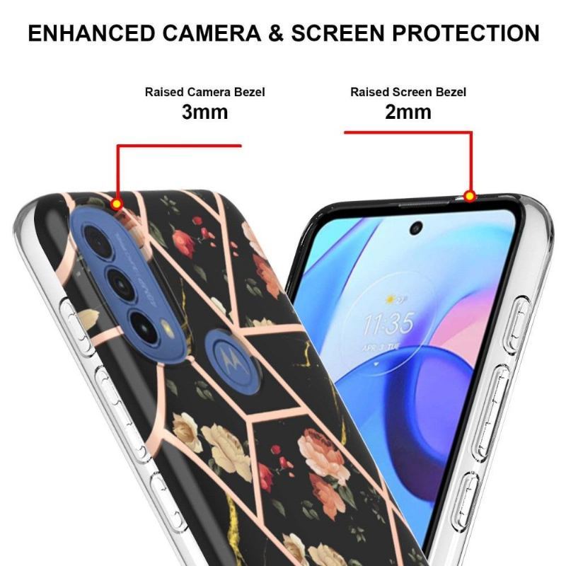 Etui do Motorola Moto E20 / E30 / E40 Marmur I Kwiaty