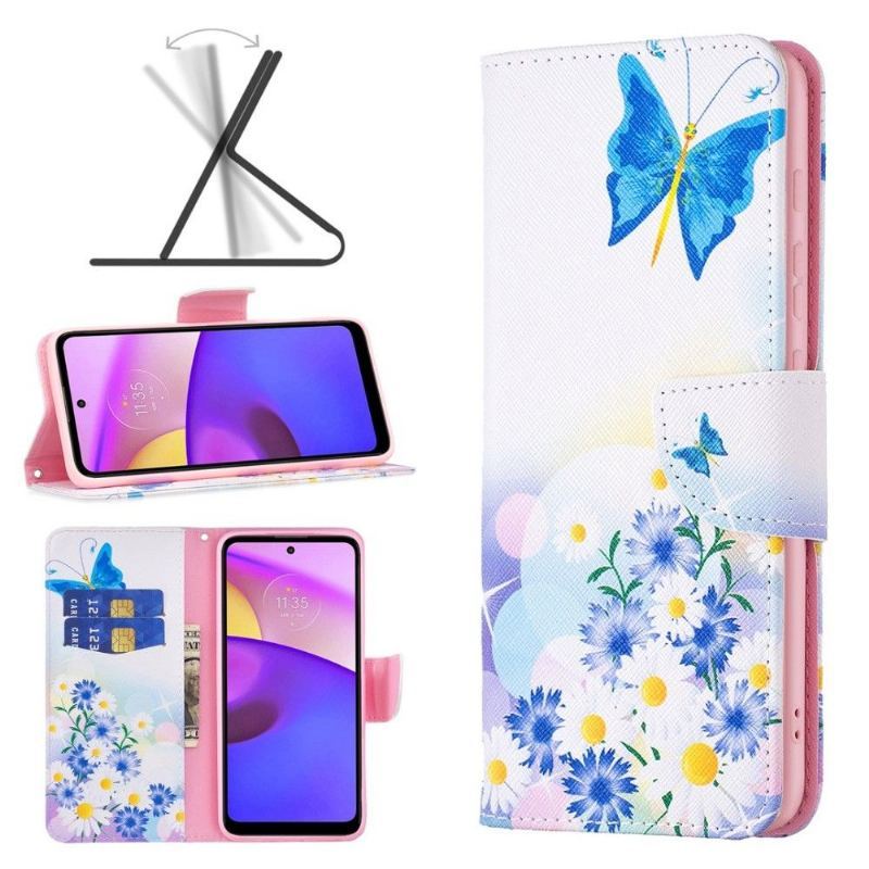 Etui Folio do Motorola Moto E20 / E30 / E40 Motyl I Stokrotki