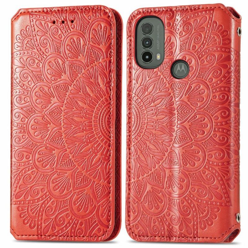 Skórzany Futerał do Motorola Moto E20 / E30 / E40 Anti-fall Etui Folio Flip Chic Mandala