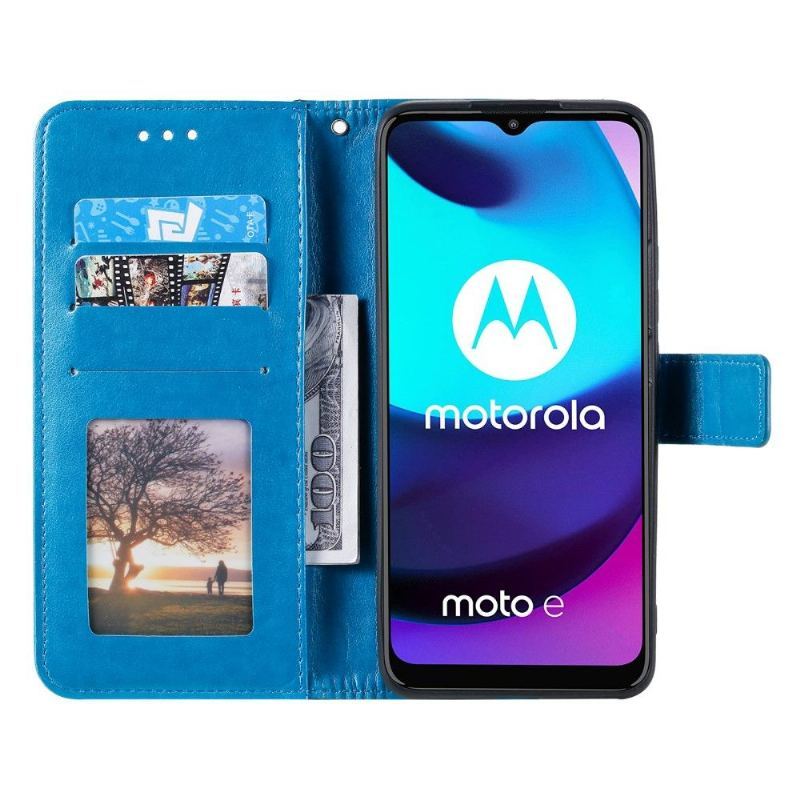 Skórzany Futerał do Motorola Moto E20 / E30 / E40 Anti-fall Mandala Sun