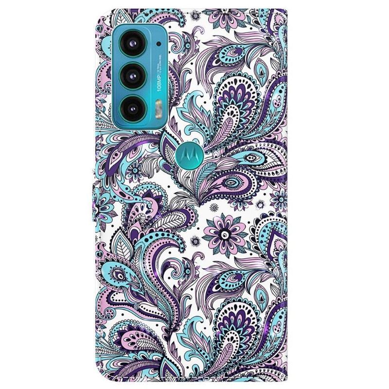 Skórzany Futerał do Motorola Moto E20 / E30 / E40 Paisley Kwiaty