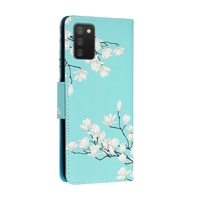 Etui Folio do Samsung Galaxy A03s Classic Białe Kwiaty