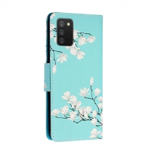 Etui Folio do Samsung Galaxy A03s Classic Białe Kwiaty