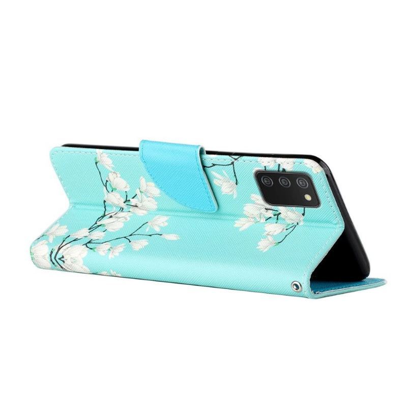 Etui Folio do Samsung Galaxy A03s Classic Białe Kwiaty