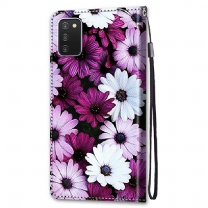 Etui Folio do Samsung Galaxy A03s Classic Kolorowe Stokrotki