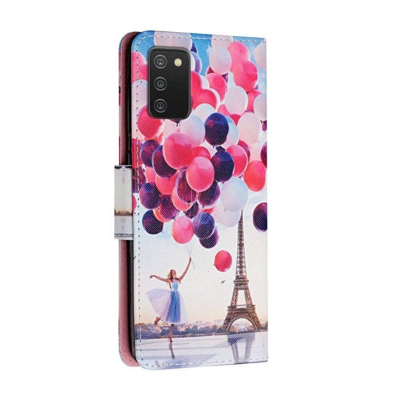 Etui Folio do Samsung Galaxy A03s Dziewczyna Z Balonem Na Wieży Eiffla