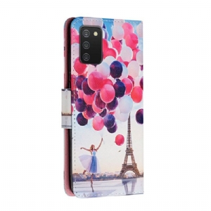 Etui Folio do Samsung Galaxy A03s Dziewczyna Z Balonem Na Wieży Eiffla