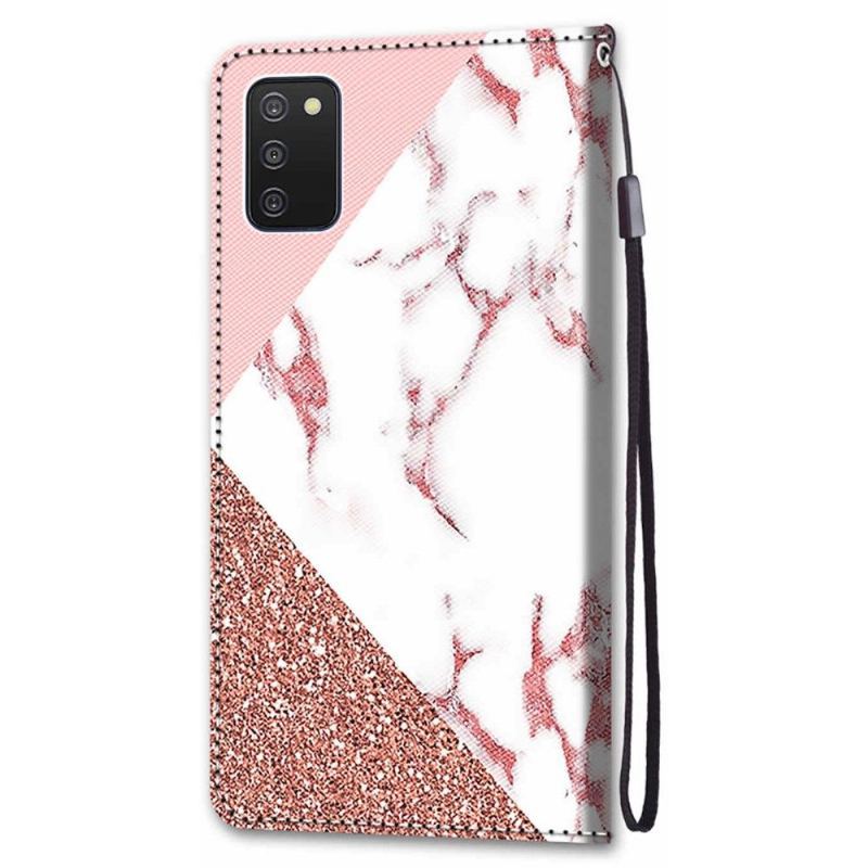 Etui Folio do Samsung Galaxy A03s Marmurowy Brokat