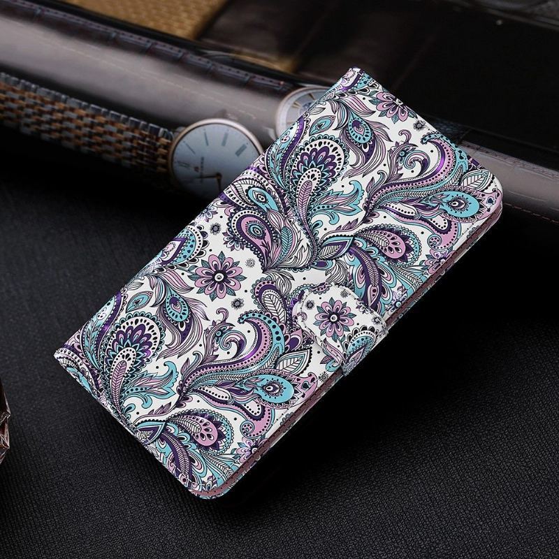 Skórzany Futerał do Samsung Galaxy A03s Paisley_kwiaty