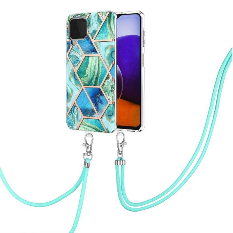 Etui do Samsung Galaxy A22 4G ze Sznurkiem Geometryczne