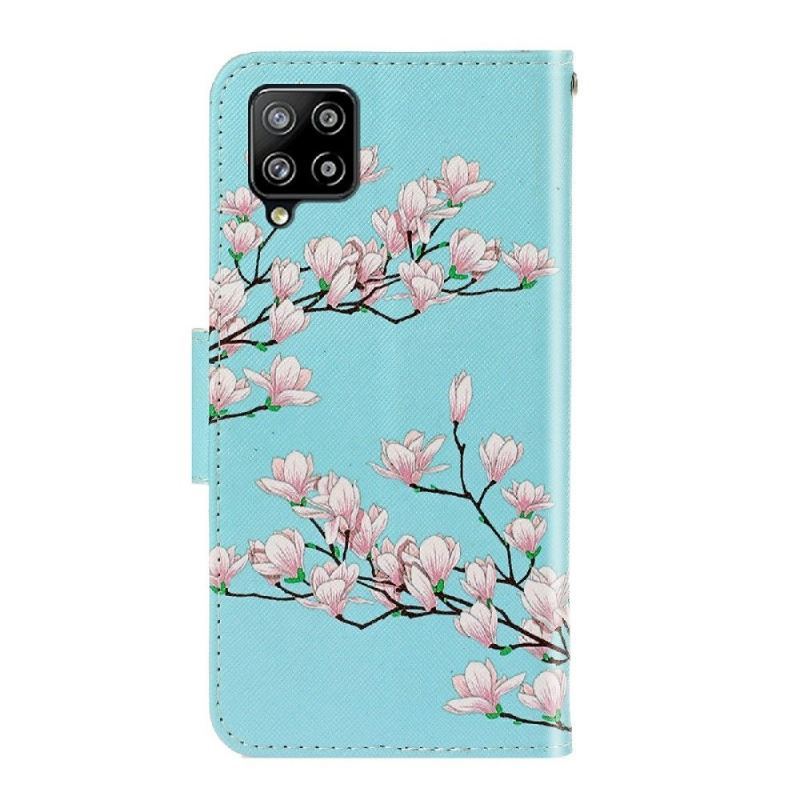 Etui Folio do Samsung Galaxy A22 4G Białe Kwiaty