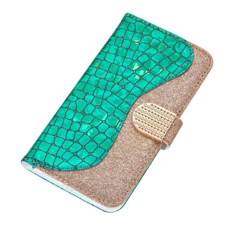 Etui Folio do Samsung Galaxy A22 4G Classic Luksusowe Croco Cekiny