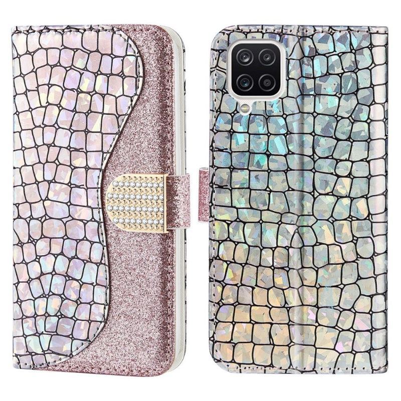 Etui Folio do Samsung Galaxy A22 4G Classic Luksusowe Croco Cekiny