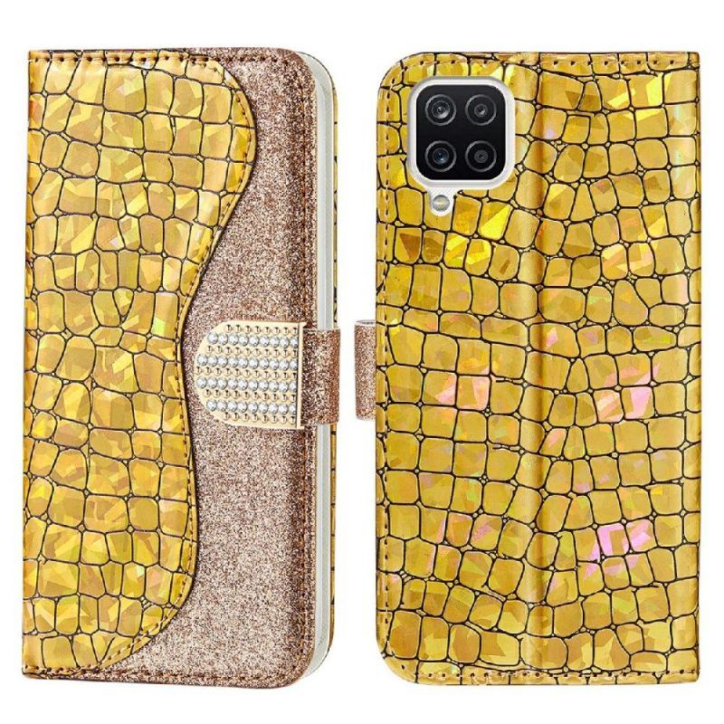 Etui Folio do Samsung Galaxy A22 4G Classic Luksusowe Croco Cekiny