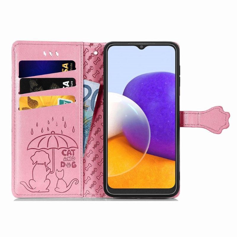 Etui Folio do Samsung Galaxy A22 4G Obrzeża Emboss Zwierząt