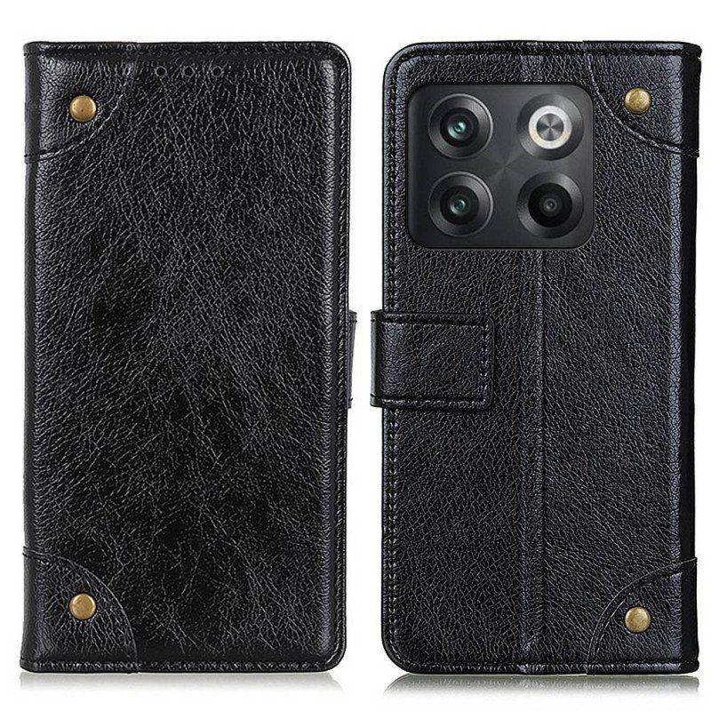 Etui Folio do OnePlus 10T 5G Nity W Stylu Vintage Ze Skóry Nappa