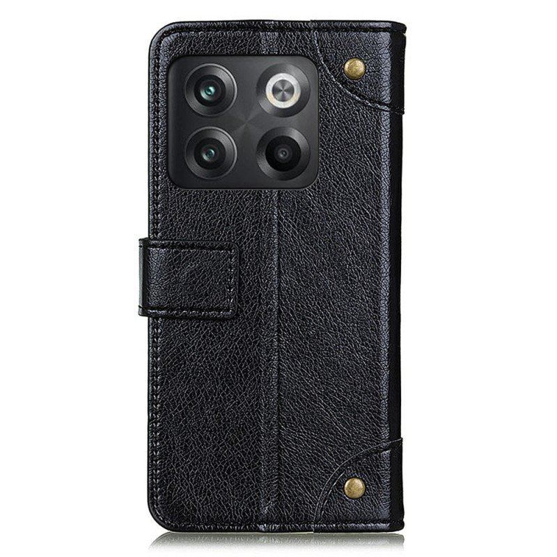 Etui Folio do OnePlus 10T 5G Nity W Stylu Vintage Ze Skóry Nappa