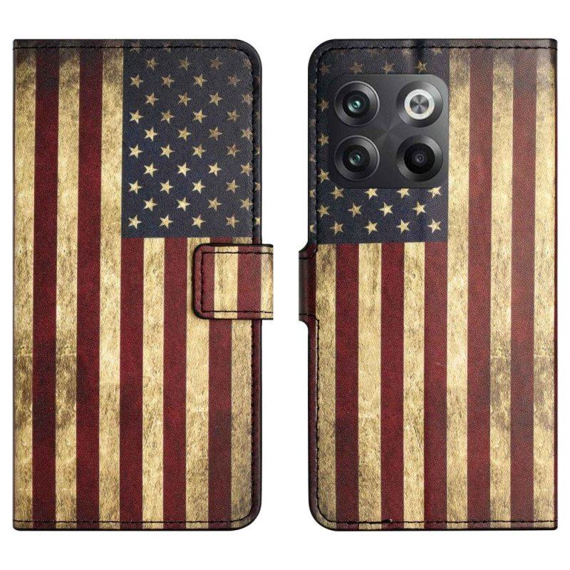 Etui Folio do OnePlus 10T 5G Vintage Flaga Amerykańska