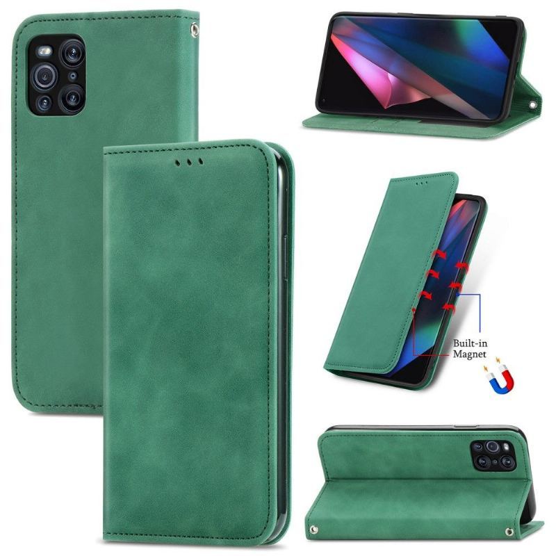 Etui Folio do Oppo Find X3 Pro Biznes Retro