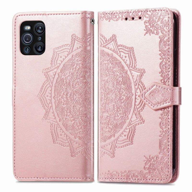 Etui Folio do Oppo Find X3 Pro Classic Mandala Relief Faux Leather