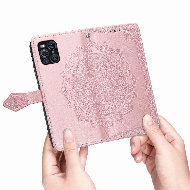 Etui Folio do Oppo Find X3 Pro Classic Mandala Relief Faux Leather