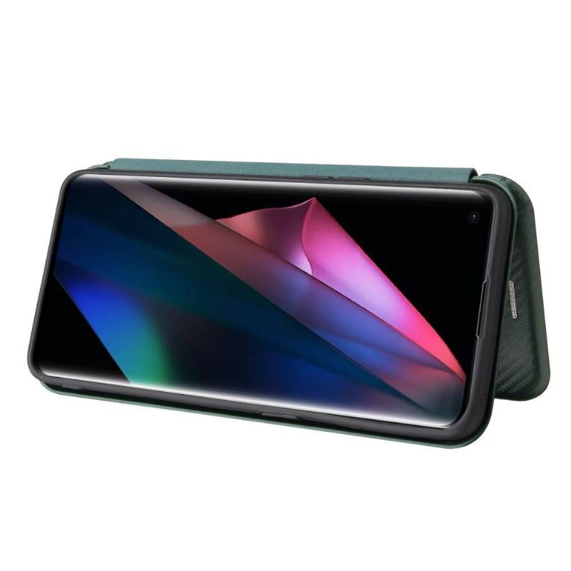 Etui Folio do Oppo Find X3 Pro Skóra Ekologiczna Z Włókna Węglowego