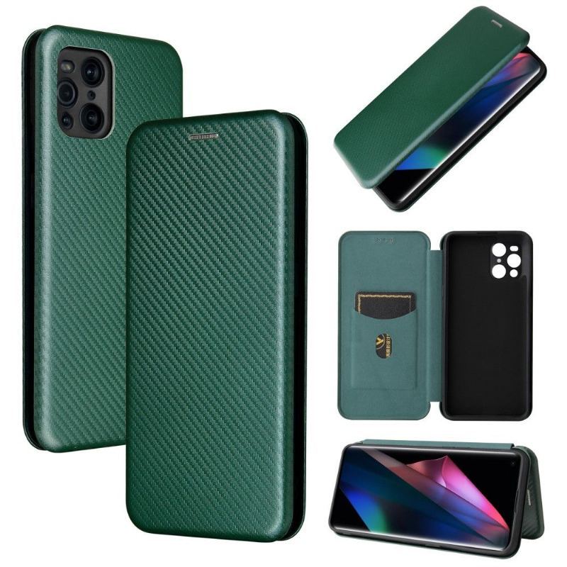 Etui Folio do Oppo Find X3 Pro Skóra Ekologiczna Z Włókna Węglowego