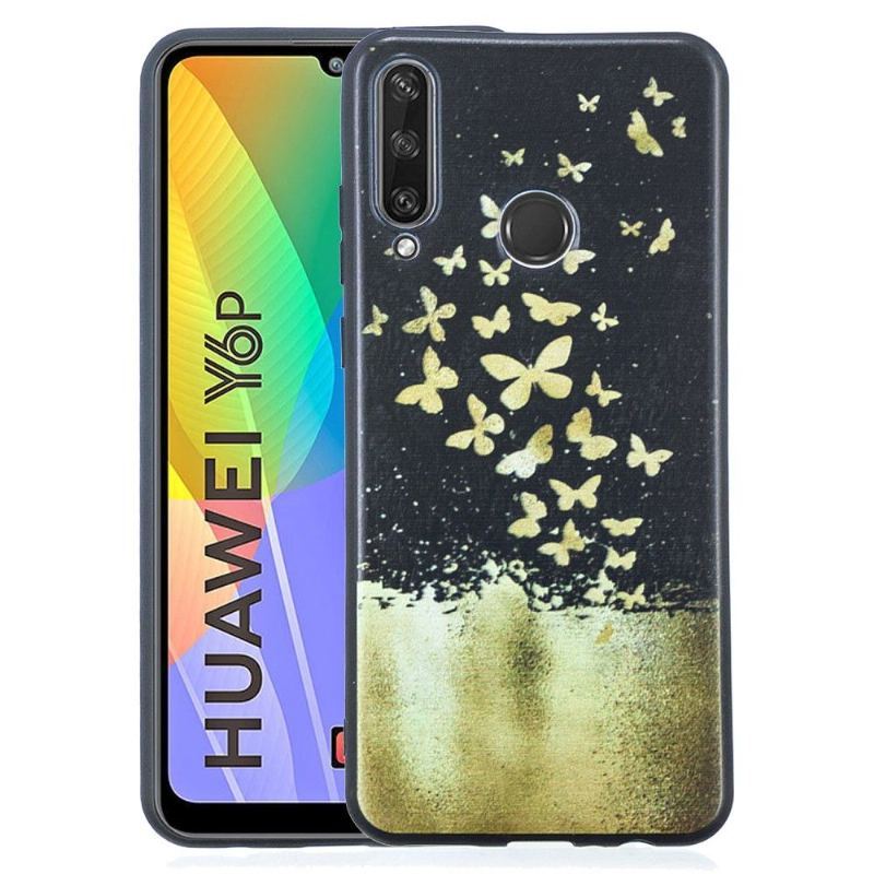 Etui do Huawei Y6p Złote Motyle