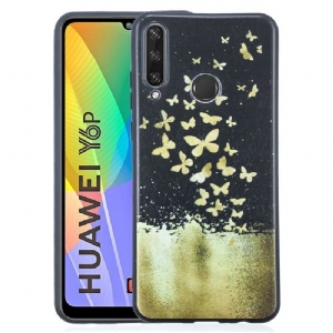 Etui do Huawei Y6p Złote Motyle