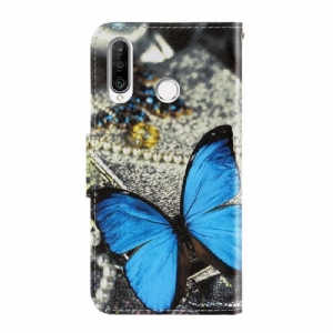 Etui Folio do Huawei Y6p Niebieski Motyl