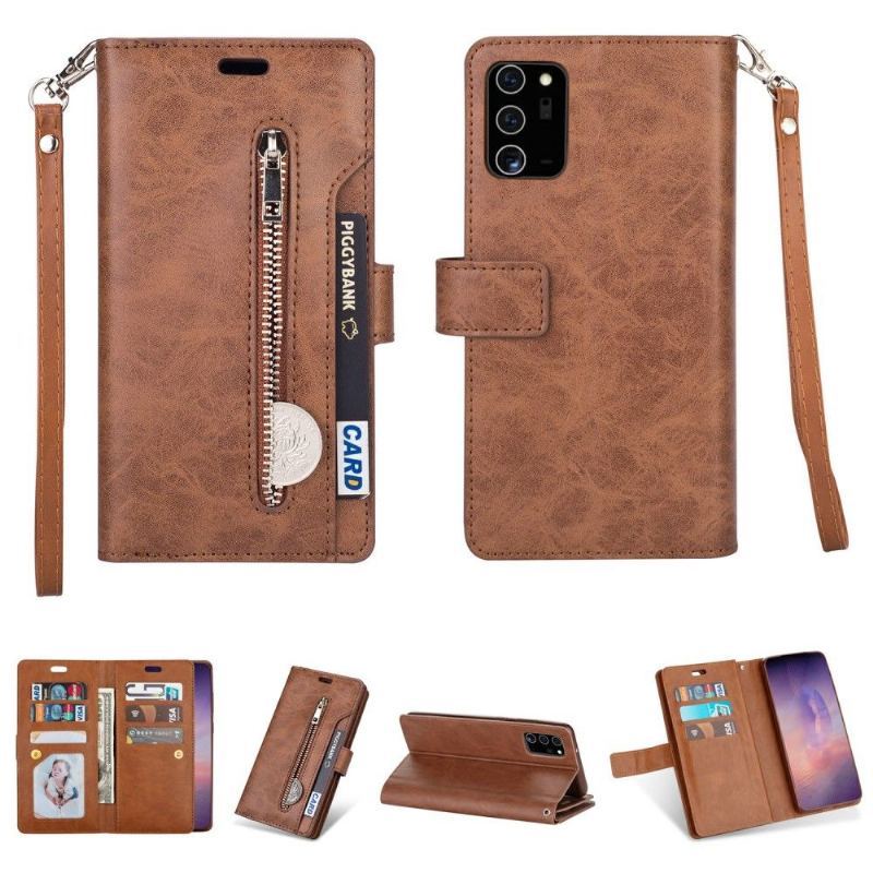 Etui Folio do Samsung Galaxy Note 20 z Łańcuch Faux Skórzane Etui Na Karty