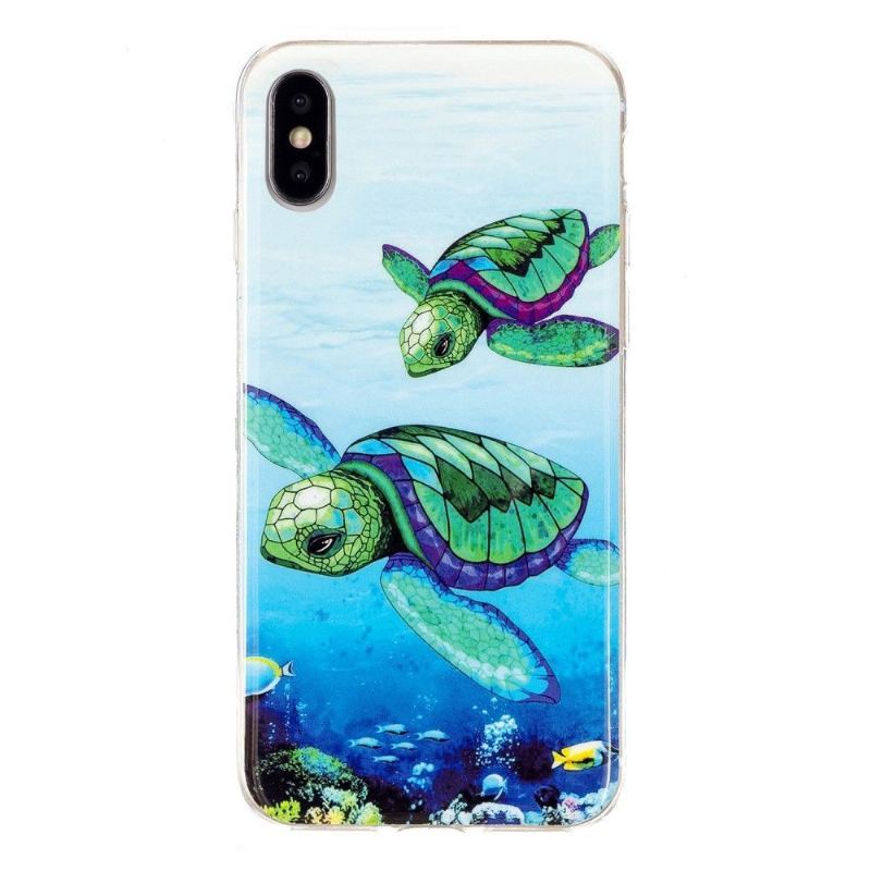 Etui do iPhone X / XS Fluorescencyjne Żółwie