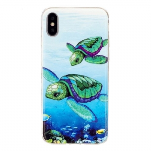 Etui do iPhone X / XS Fluorescencyjne Żółwie