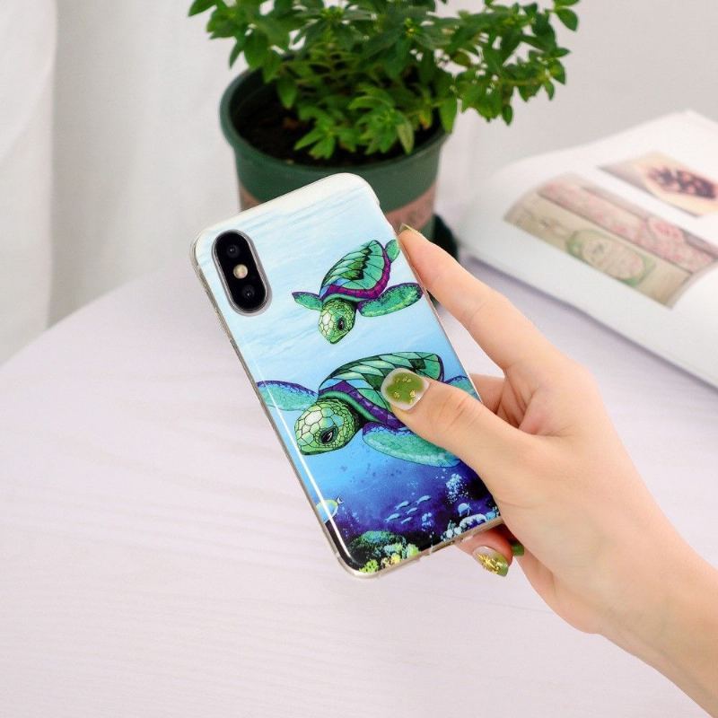 Etui do iPhone X / XS Fluorescencyjne Żółwie