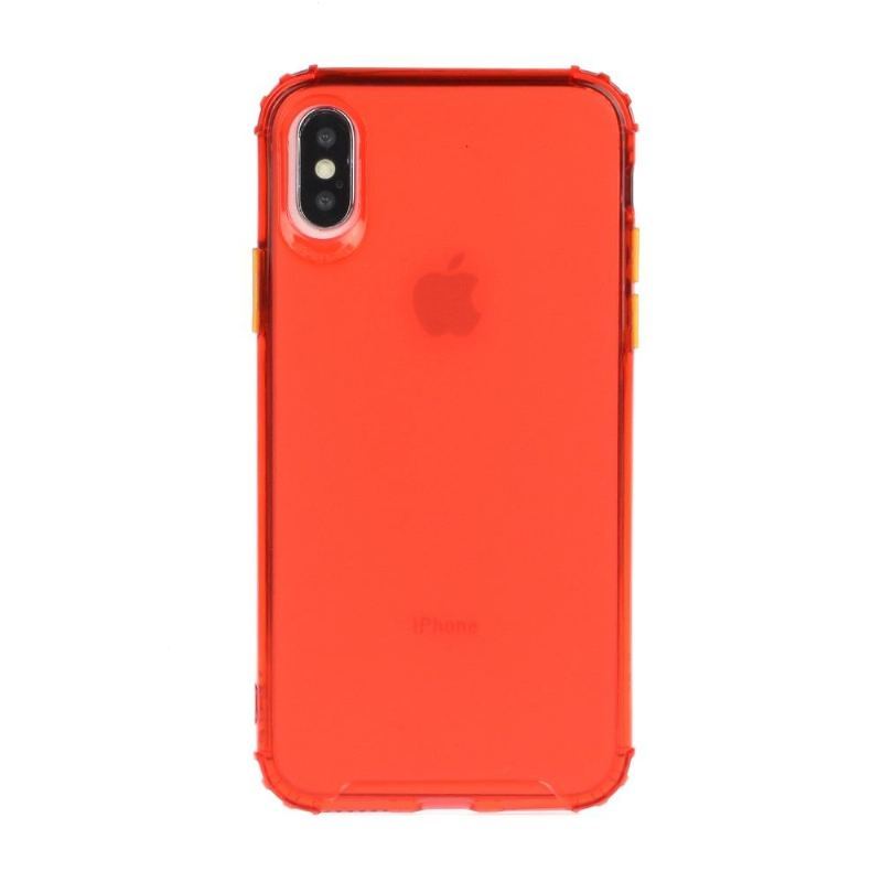 Etui do iPhone X / XS Półprzezroczysty Z Kolorowym Przyciskiem