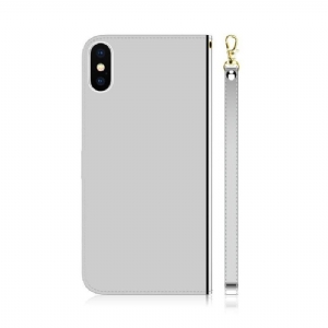 Etui Folio do iPhone X / XS Efekt Lustra Ze Sztucznej Skóry